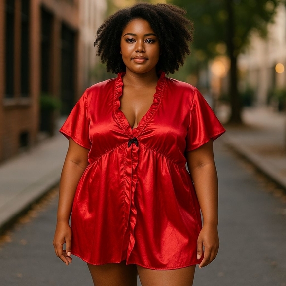 Chiffon & Lace Robe & Babydoll Set. Size 3x - Picture 1 of 11